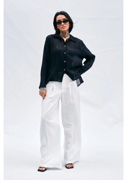 Kırışık Görünümlü Gömlek - Siyah Siyah - 38 fiyatları