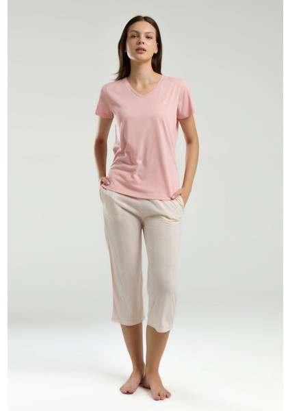 3221 Kadın Kapri Pijama Takım