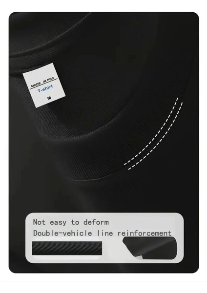 Baskılı Oversize Bisiklet Yaka T-Shirt - Siyah