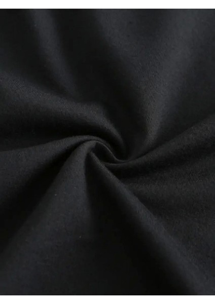 Baskılı Oversize Bisiklet Yaka T-Shirt - Siyah
