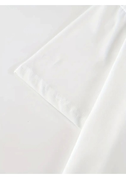 Baskılı Oversize Bisiklet Yaka T-Shirt - Beyaz