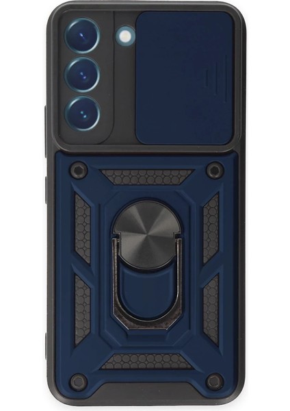 Samsung Galaxy S23 Kılıf Pars Lens Yüzüklü Silikon - Lacivert Ferrg