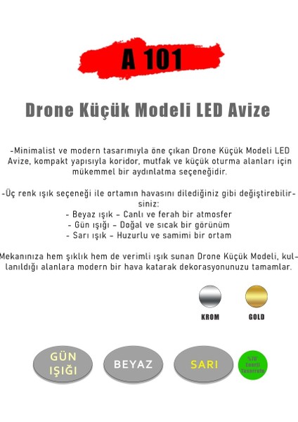 Drone Küçük Modeli LED Avize