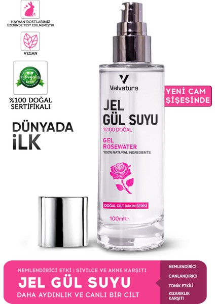 %100 Doğal Gül Suyu Jel Form Besleyici ,Canlandırıcı ve Nemlendirici Özel Formül