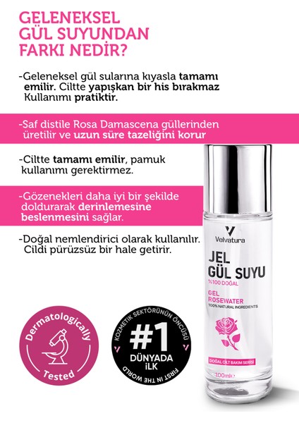%100 Doğal Gül Suyu Jel Form Besleyici ,Canlandırıcı ve Nemlendirici Özel Formül
