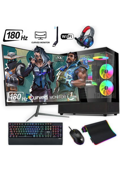 Ventus 501 x I5-10400F 16GB 512GB M.2 Nvme Rtx 3060 8gb 24" 180 Hz Oyuncu Masaüstü Bilgisayarı