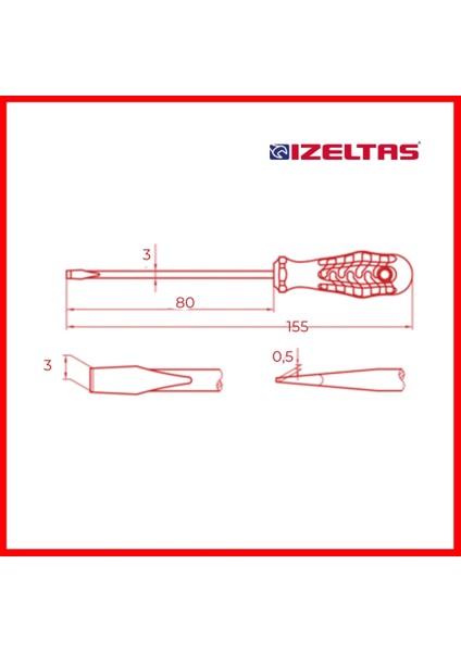 Düz Uçlu Tornavida, 3x80 mm, Opak Seri, Güvenli ve Dayanıklı modelleri