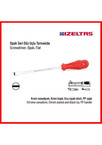 Düz Uçlu Tornavida, 3x80 mm, Opak Seri, Güvenli ve Dayanıklı fırsatları