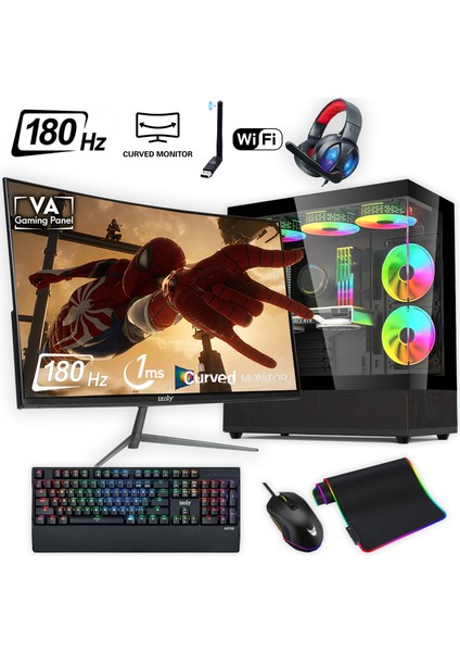 Ventus 512 x Ryzen 7 5700X 32GB 1tb M.2 Nvme Rtx 3060 8gb 24" 180 Hz Oyuncu Masaüstü Bilgisayarı