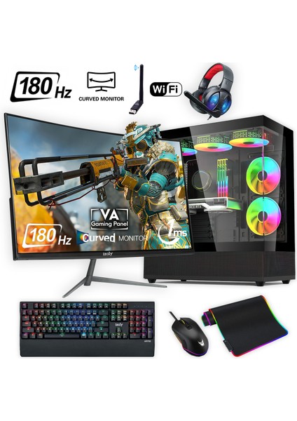 Ventus 509 x Ryzen 7 5700X 16GB 512GB M.2 Nvme Rtx 3060 8gb 24" 180 Hz Oyuncu Masaüstü Bilgisayarı
