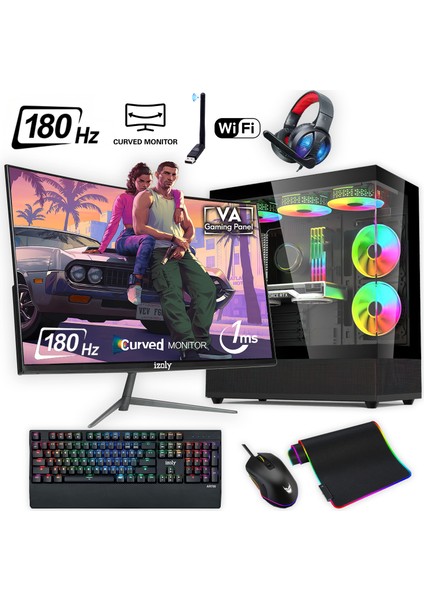 Ventus 508 x Ryzen 5 5500 32GB 1tb M.2 Nvme Rtx 3060 8gb 24" 180 Hz Oyuncu Masaüstü Bilgisayarı