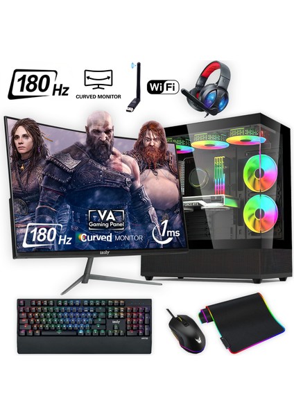 Ventus 511 x Ryzen 7 5700X 16GB 1tb M.2 Nvme Rtx 3060 8gb 24" 180 Hz Oyuncu Masaüstü Bilgisayarı