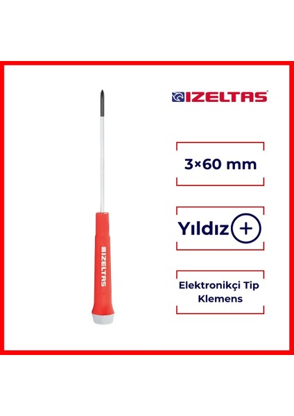 Elektronikçi Tip Klemens Tornavida, Yıldız 3x60mm, Dayanıklı fiyatları