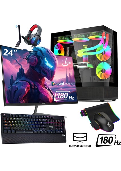 Ragnarok I7 12700F 32GB Ddr4 Ram 1tb Nvme SSD RTX3070 8gb 24" 180Hz 240MM Sıvı Soğutma Oyuncu Masaüstü Bilgisayarı
