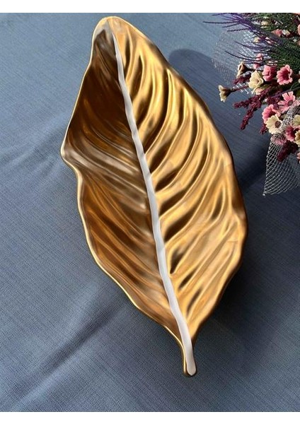 Yaprak Gold Servis Sunum Tabak 45X16CM