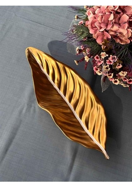 Yaprak Gold Servis Sunum Tabak 45X16CM