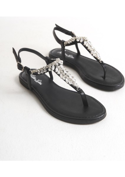 Nora Siyah Taşlı Parmak Arası Kadın Sandalet fiyatları