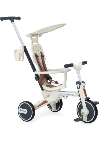 6in1 Funtrike Bej 3 Tekerlekli Bebek Bisikleti |ebeveyn Kontrollü, Katlanabilir ve Denge Modlu