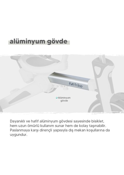 6in1 Funtrike Bej 3 Tekerlekli Bebek Bisikleti |ebeveyn Kontrollü, Katlanabilir ve Denge Modlu