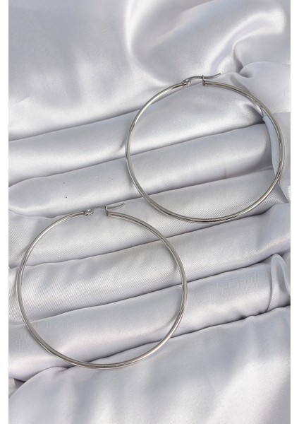 Gümüş Renk 63 mm Halka Model Kadın Küpe - EBJ250520W34069
