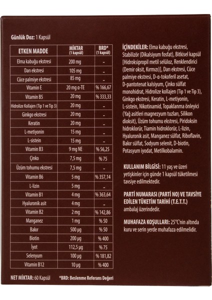 Folinex® Hair 24X Vitamin, Mineral ve Bitki Ekstreleri Içeren Takviye Edici Gıda 60 Kapsül modelleri