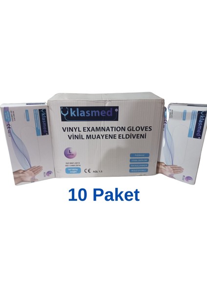 Vinil Pudrasız Muayene Eldiveni (M) Beden 10 Paket