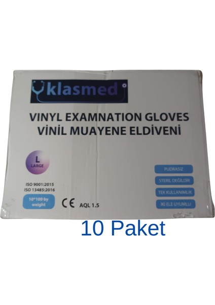 Vinil Pudrasız Muayene Eldiveni (M) Beden 10 Paket fiyatları