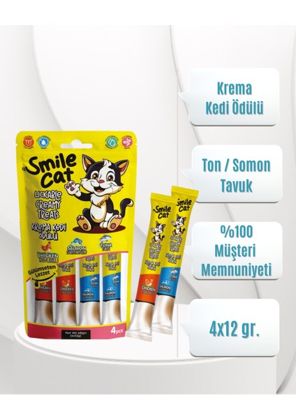 Cat Kedi Krema Ödülü Mix Ton-Somon /tavuk 4*12 gr