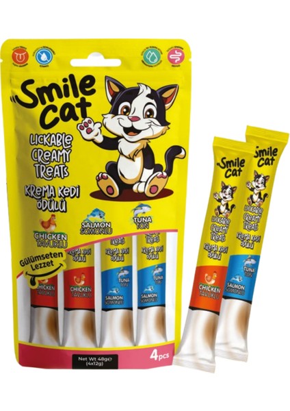 Cat Kedi Krema Ödülü Mix Ton-Somon /tavuk 4*12 gr