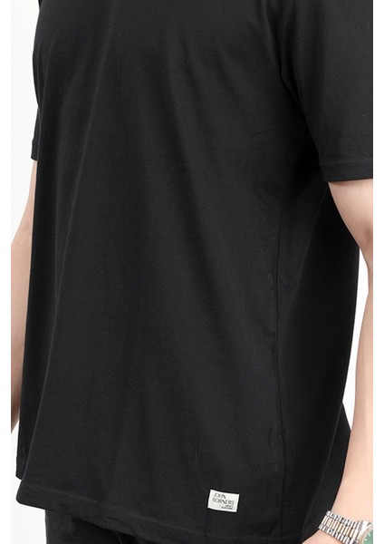 Erkek Bisiklet Yaka Basic Pamuklu T-Shirt Siyah - 2271