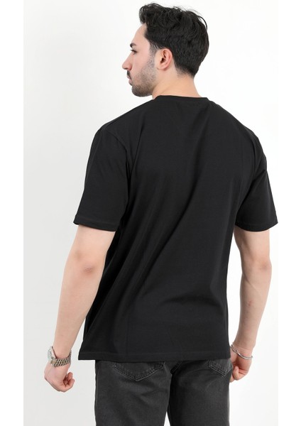 Erkek Bisiklet Yaka Basic Pamuklu T-Shirt Siyah - 2271