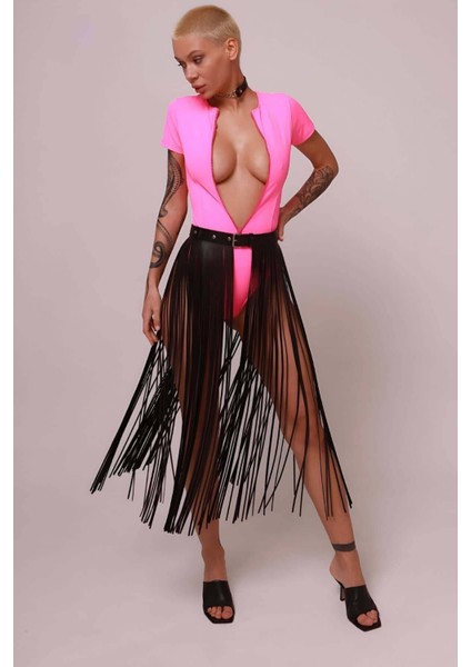 Deri Püsküllü Etek, Ince Püsküllü Boy Etek, Şık Deri Etek Harness - BRF1088 modelleri