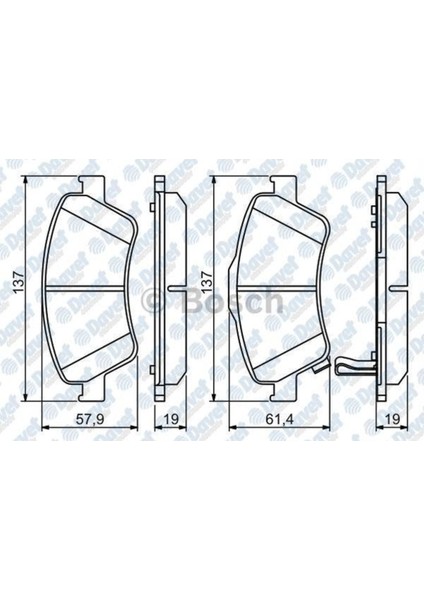 Ön Fren Disk Balata Auris Corolla 1.4 1.6 [136,8X57,8/61,4X19 Mm] -0986TB3069