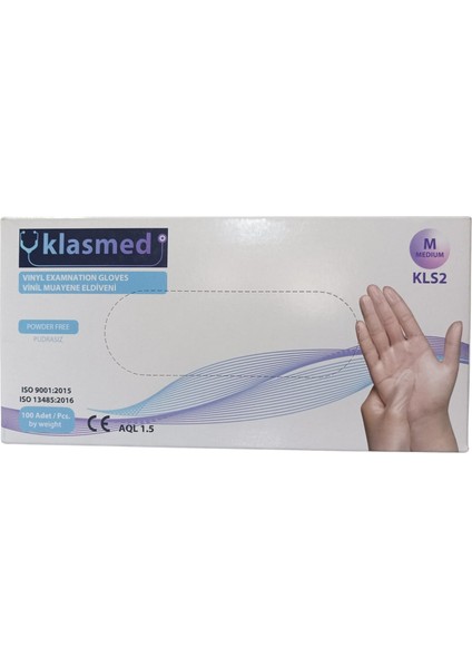 Vinil Pudrasız Muayene Eldiveni (M) Beden 1 Paket 100 Adet