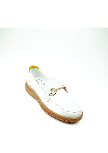 078 Beyaz Deri Kadın Günlük Ayakkabı