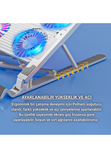 LED Işıklı Yükseklik Ayarlı Katlanabilir 4 Fanlı Notebook Laptop Soğutucu Turbo Fan Laptop Standı