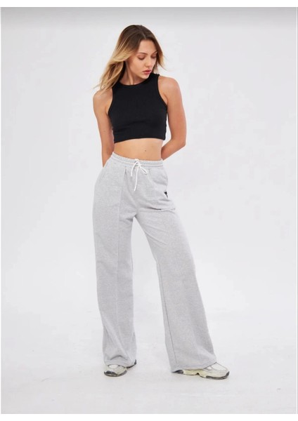 Iki Iplik Bol Paça Eşofman Pantalon - Gri