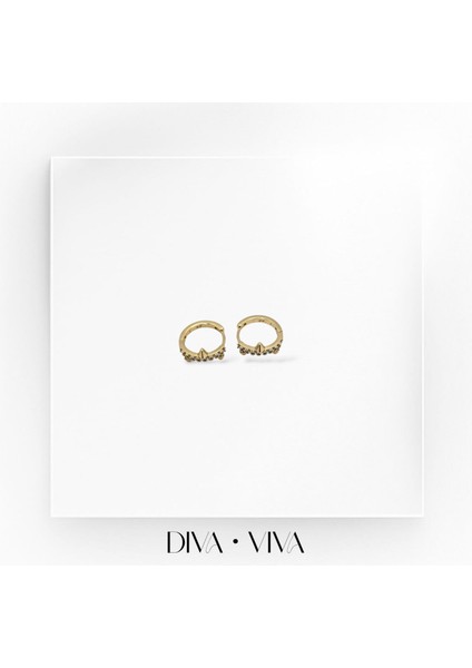 Divaviva - Vıp 14K Trok Detaylı Taşlı Mini Halka Kadın - Mini Troka Küpe fırsatları