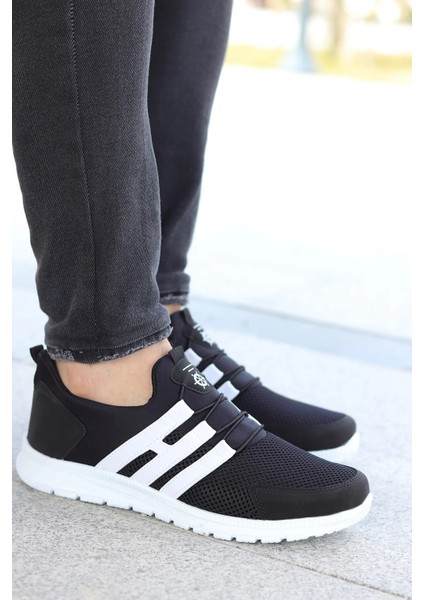 Yamal Erkek Siyah Beyaz Garantili Günlük Rahat Kolay Giyilebilir Hafif Taban Yürüyüş Spor Ayakkabı YAMAL-5937