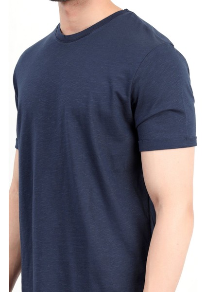 Erkek Bisiklet Yaka Basic %100 Pamuklu T-Shirt Lacivert - 25Y 2735 fiyatları