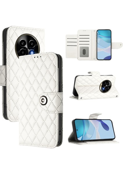 Realme 13 Pro / 13 Pro+ 5g Için Eşkenar Dörtgen Dokulu Deri Kılıf (Yurt Dışından)