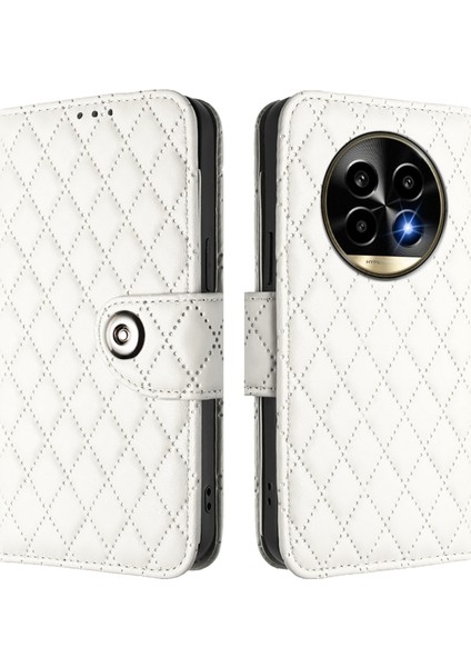 Realme 13 Pro / 13 Pro+ 5g Için Eşkenar Dörtgen Dokulu Deri Kılıf (Yurt Dışından)