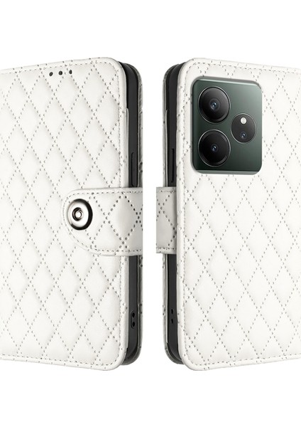 Realme Gt 6t 5g Global Için Eşkenar Dörtgen Dokulu Deri Kılıf (Yurt Dışından) modelleri