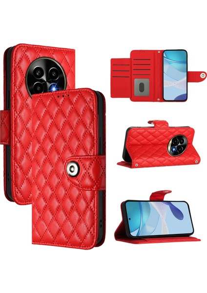 Realme 13 Pro / 13 Pro+ 5g Için Eşkenar Dörtgen Dokulu Deri Kılıf (Yurt Dışından)