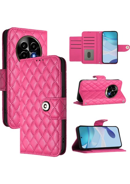 Realme 13 Pro / 13 Pro+ 5g Için Eşkenar Dörtgen Dokulu Deri Kılıf (Yurt Dışından)