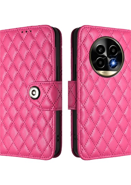 Realme 13 Pro / 13 Pro+ 5g Için Eşkenar Dörtgen Dokulu Deri Kılıf (Yurt Dışından)