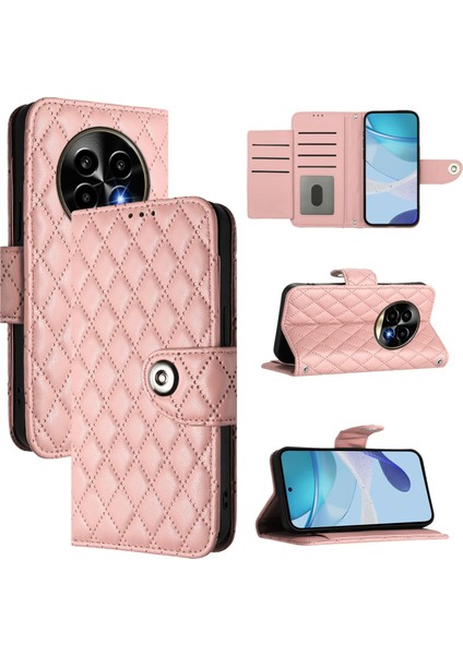 Realme 13 Pro / 13 Pro+ 5g Için Eşkenar Dörtgen Dokulu Deri Kılıf (Yurt Dışından)