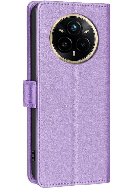 Realme 14 Pro Için Litchi Texture Rfıd Pu Kılıf (Yurt Dışından)