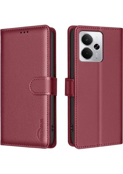 Litchi Doku Rfıd Pu Kılıf Realme 14 5g Global (Yurt Dışından)
