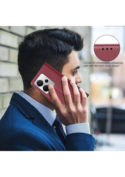 Litchi Doku Rfıd Pu Kılıf Realme 14 5g Global (Yurt Dışından)